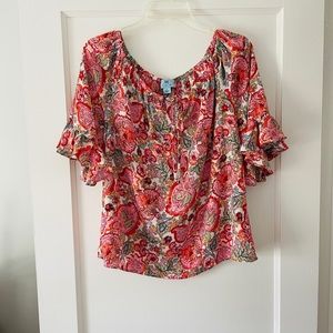 Women’s NWOT CeCe floral tie neck blouse size M